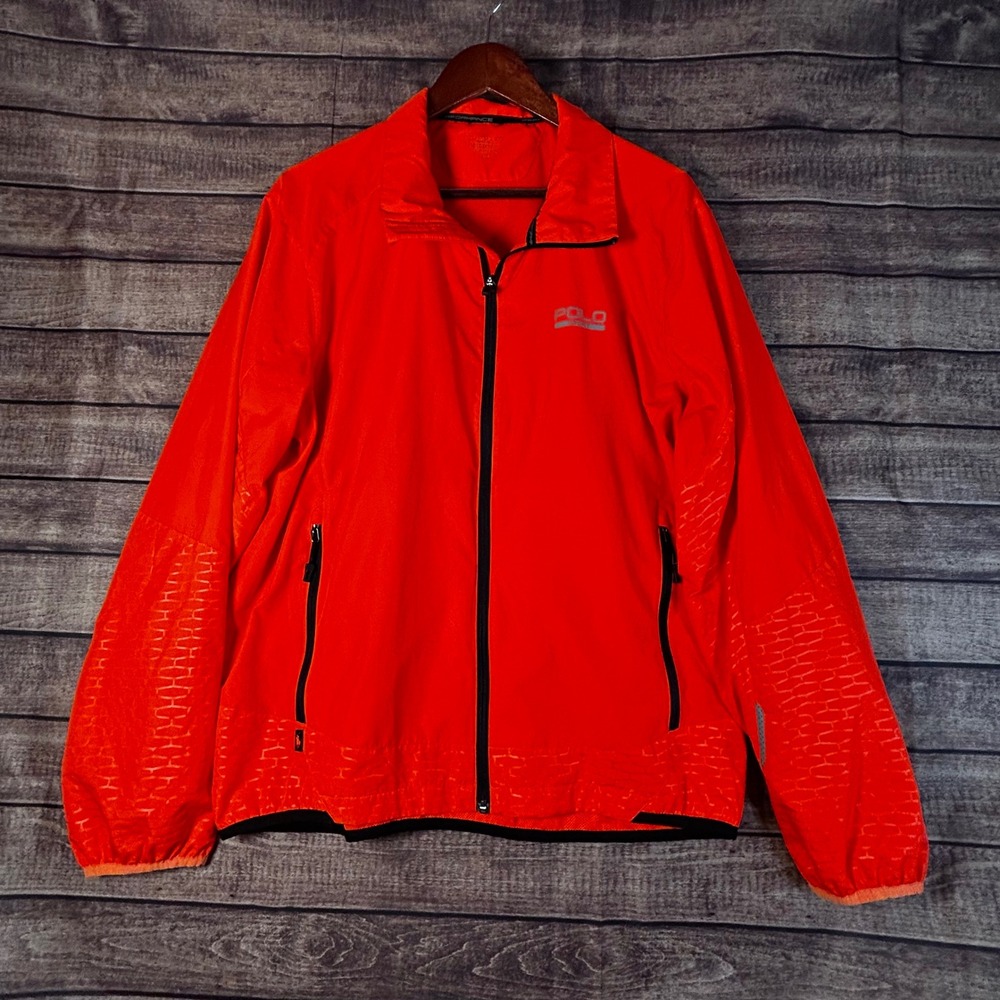 Polo Sport Ralph Lauren Mens Rescue Orange Performance Windbreaker Jacket Zip L